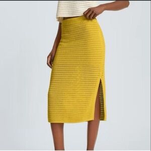 Everlane Yellow Knit Midi Skirt